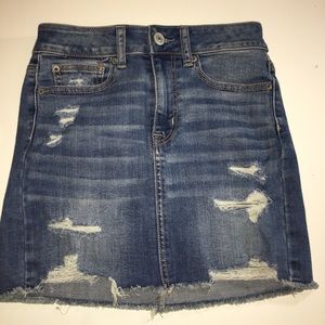 american eagle high waisted denim mini skirt